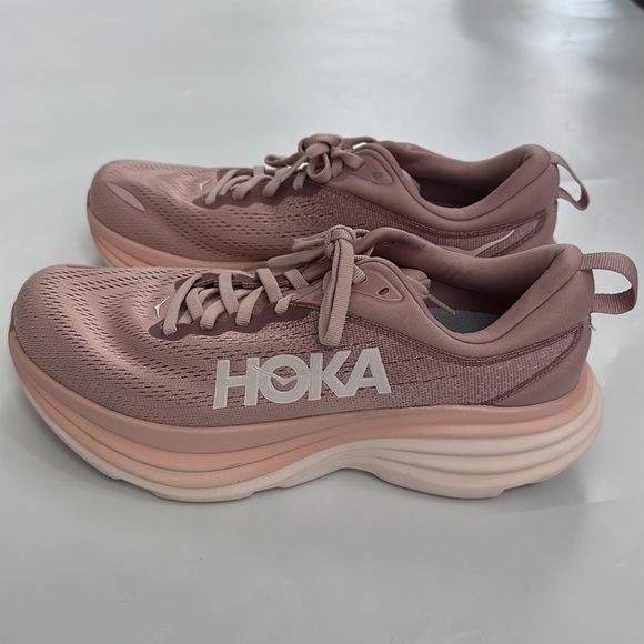Hoka bondi 8 running shoes sneakers in light pink size 9 - Picture 4 of 9